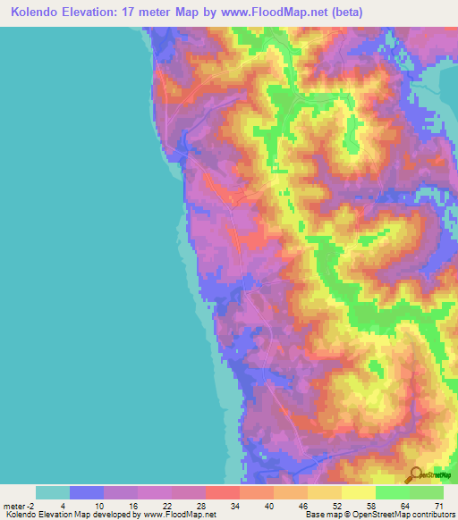 Kolendo,Russia Elevation Map