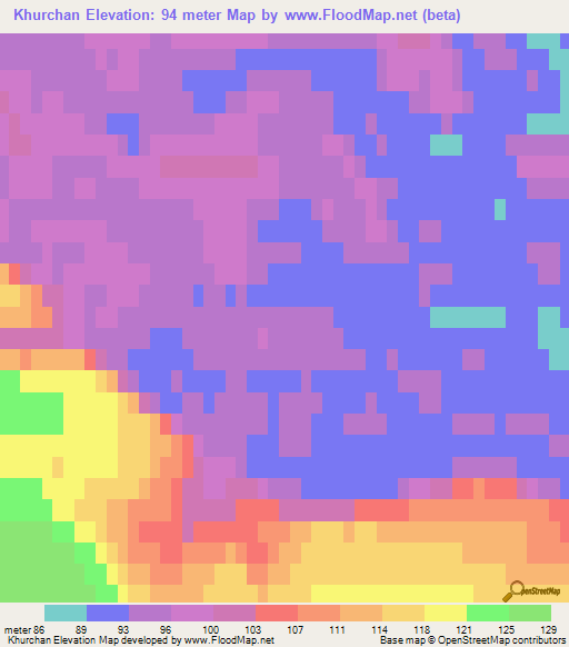 Khurchan,Russia Elevation Map