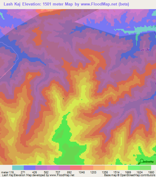 Lash Kaj,Iran Elevation Map