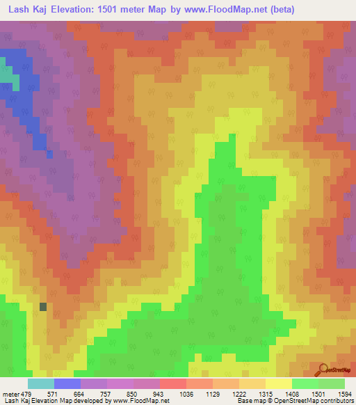 Lash Kaj,Iran Elevation Map