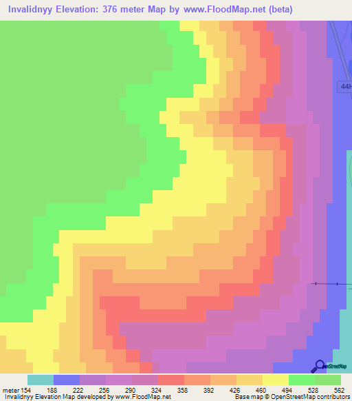 Invalidnyy,Russia Elevation Map