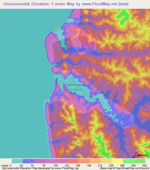 Gornozavodsk,Russia Elevation Map