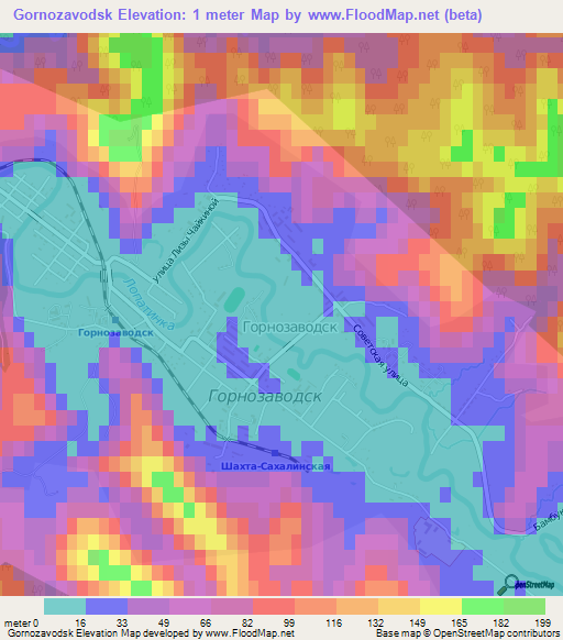 Gornozavodsk,Russia Elevation Map