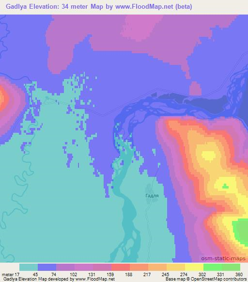 Gadlya,Russia Elevation Map