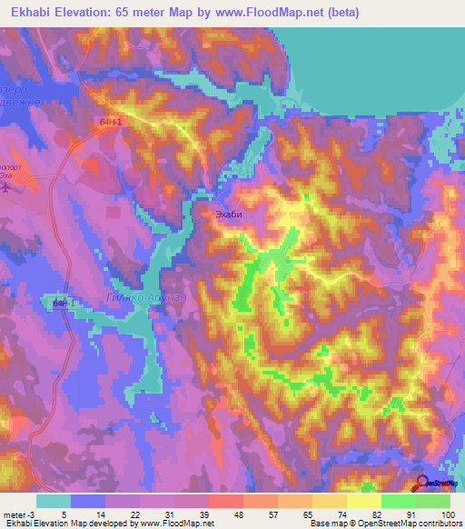 Ekhabi,Russia Elevation Map