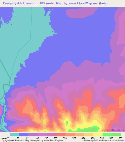 Dyugudyakh,Russia Elevation Map