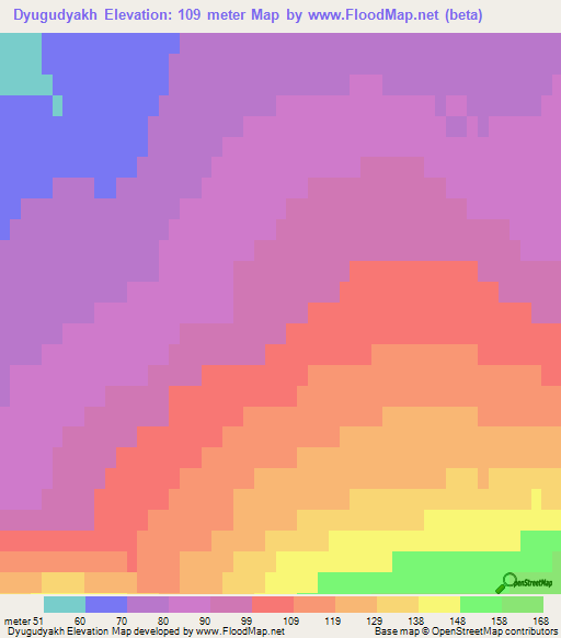 Dyugudyakh,Russia Elevation Map