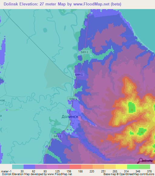 Dolinsk,Russia Elevation Map