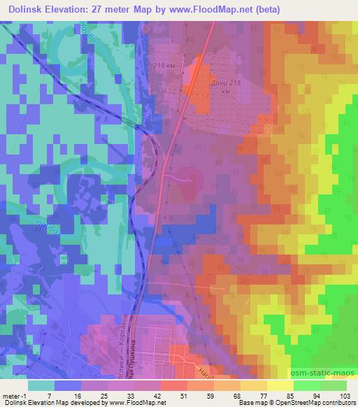 Dolinsk,Russia Elevation Map