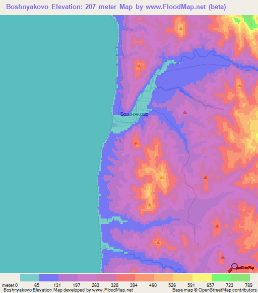 Boshnyakovo,Russia Elevation Map