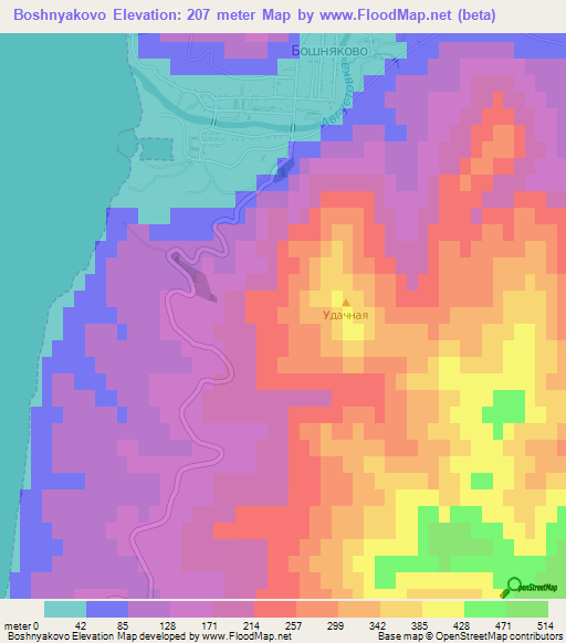 Boshnyakovo,Russia Elevation Map