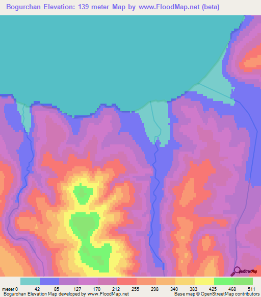 Bogurchan,Russia Elevation Map