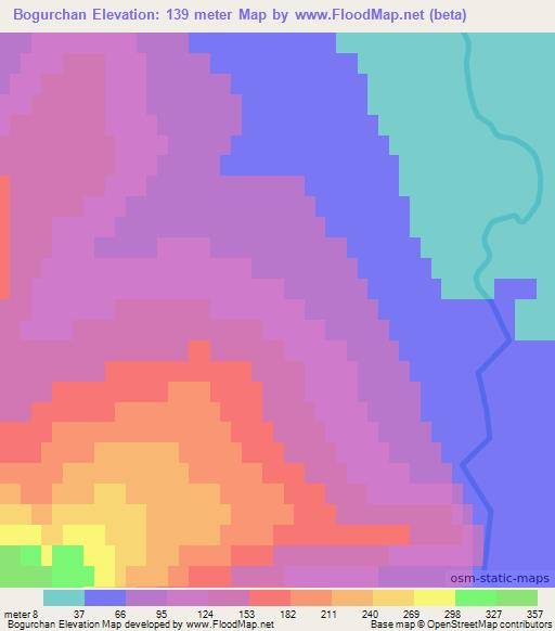 Bogurchan,Russia Elevation Map