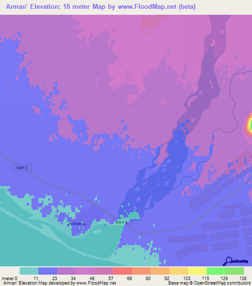 Arman',Russia Elevation Map