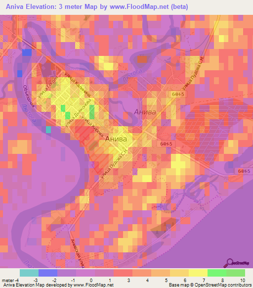 Aniva,Russia Elevation Map