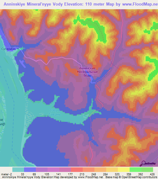 Anninskiye Mineral'nyye Vody,Russia Elevation Map