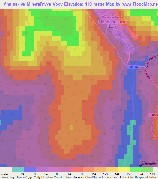 Anninskiye Mineral'nyye Vody,Russia Elevation Map