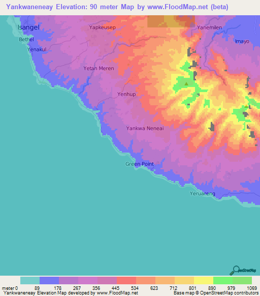 Yankwaneneay,Vanuatu Elevation Map