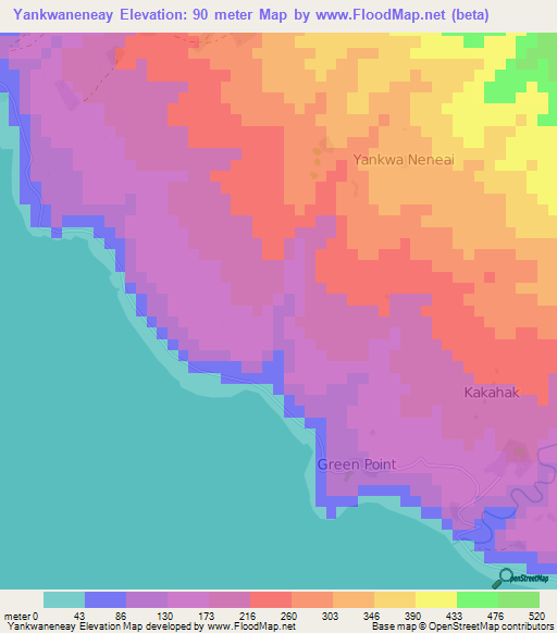 Yankwaneneay,Vanuatu Elevation Map