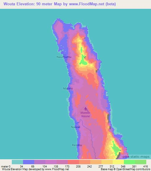 Wouta,Vanuatu Elevation Map