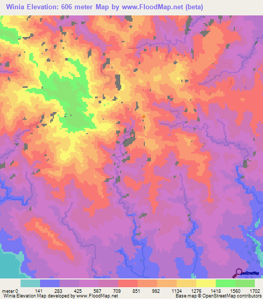 Winia,Vanuatu Elevation Map