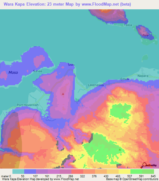 Wara Kapa,Vanuatu Elevation Map