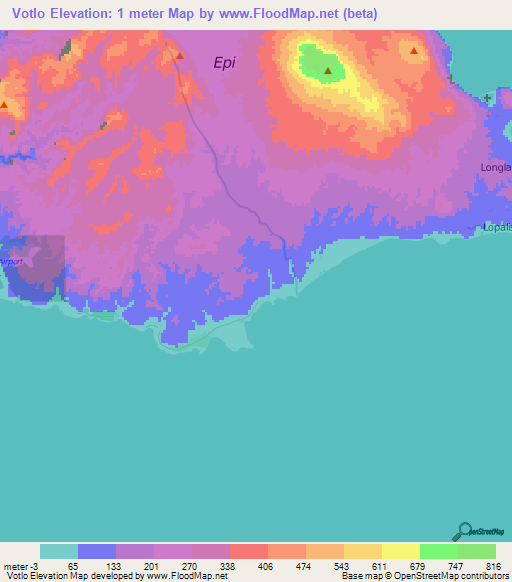 Votlo,Vanuatu Elevation Map