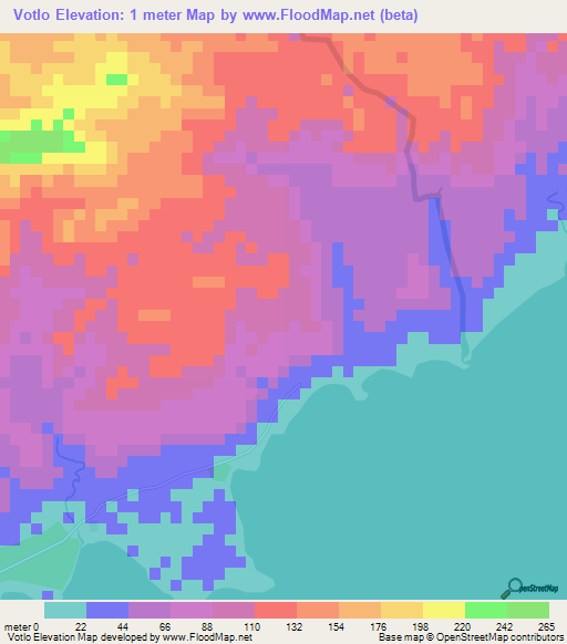 Votlo,Vanuatu Elevation Map