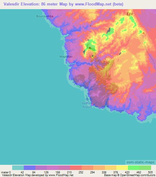 Valesdir,Vanuatu Elevation Map