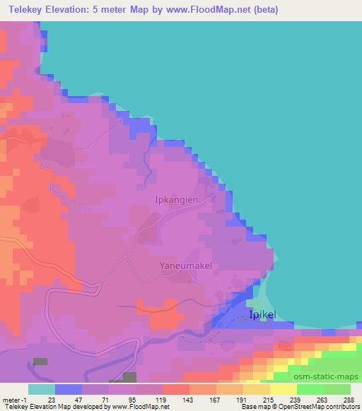 Telekey,Vanuatu Elevation Map