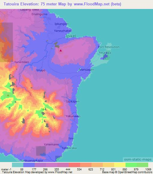 Tatouira,Vanuatu Elevation Map