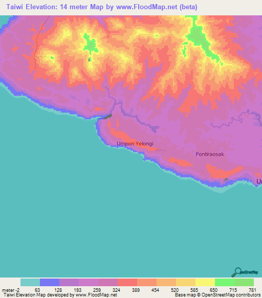 Taiwi,Vanuatu Elevation Map