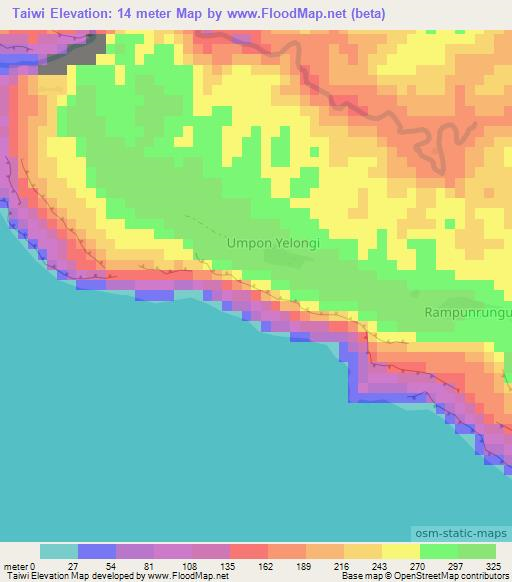 Taiwi,Vanuatu Elevation Map