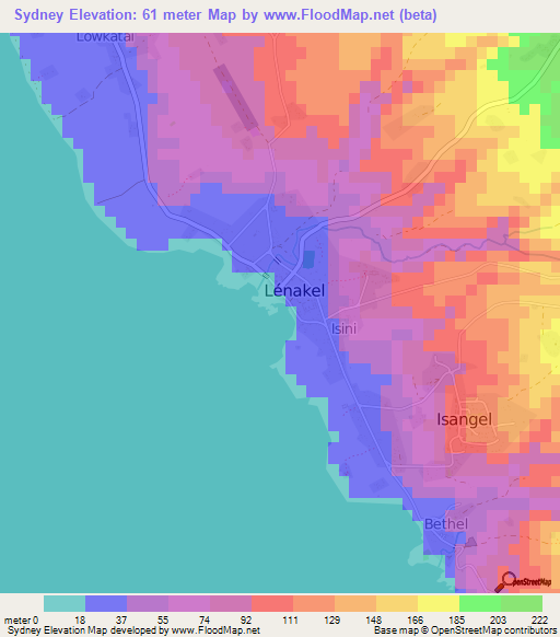 Sydney,Vanuatu Elevation Map