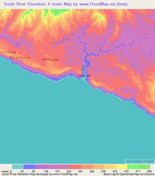 South River,Vanuatu Elevation Map