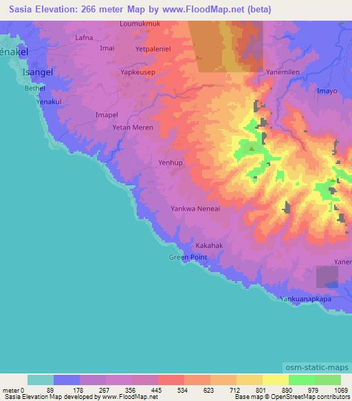 Sasia,Vanuatu Elevation Map