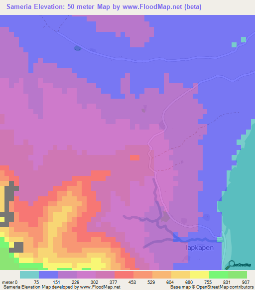 Sameria,Vanuatu Elevation Map