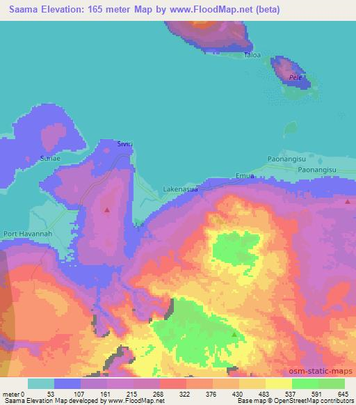 Saama,Vanuatu Elevation Map