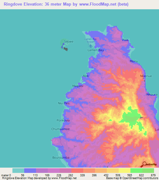 Ringdove,Vanuatu Elevation Map