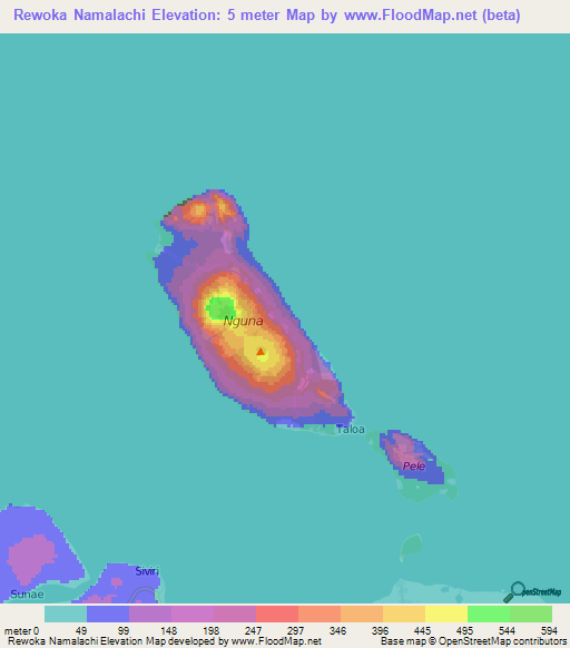 Rewoka Namalachi,Vanuatu Elevation Map