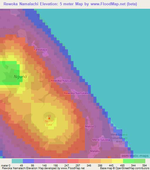 Rewoka Namalachi,Vanuatu Elevation Map