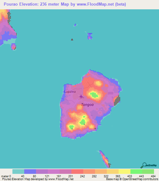 Pourao,Vanuatu Elevation Map