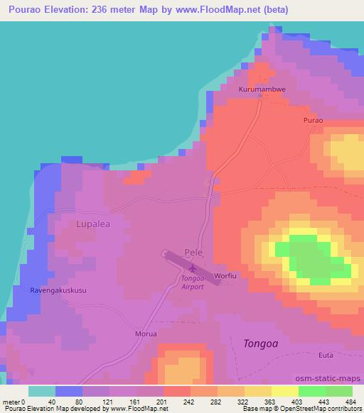 Pourao,Vanuatu Elevation Map