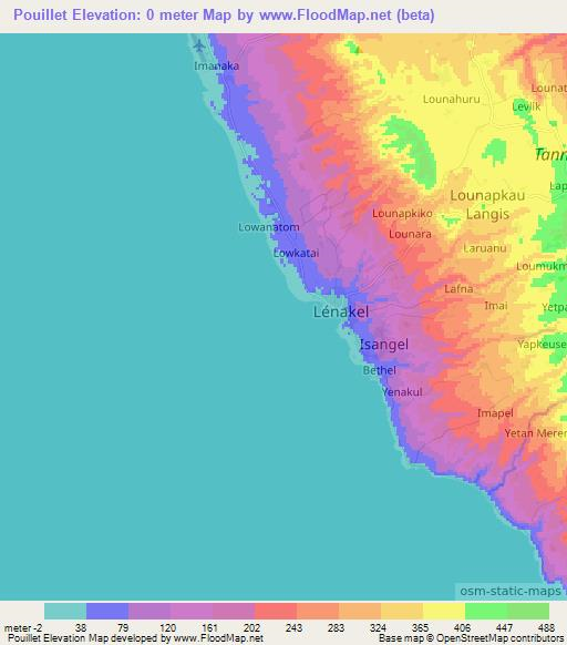 Pouillet,Vanuatu Elevation Map