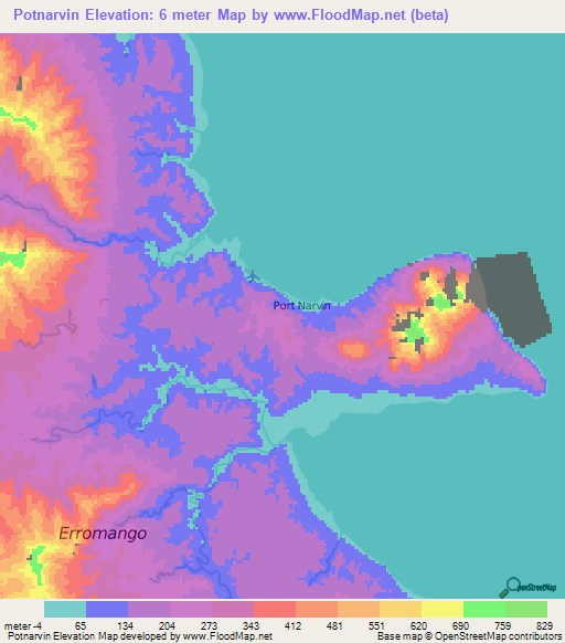 Potnarvin,Vanuatu Elevation Map