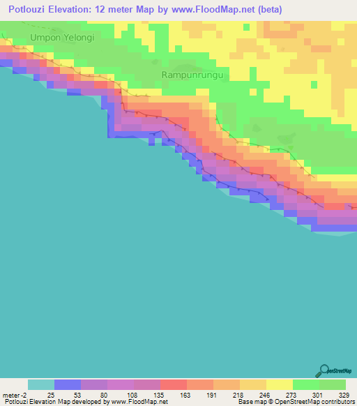 Potlouzi,Vanuatu Elevation Map