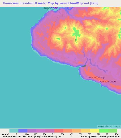 Ounevsem,Vanuatu Elevation Map