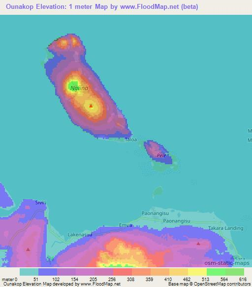 Ounakop,Vanuatu Elevation Map