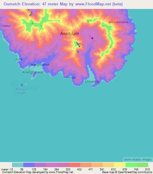 Oumetch,Vanuatu Elevation Map