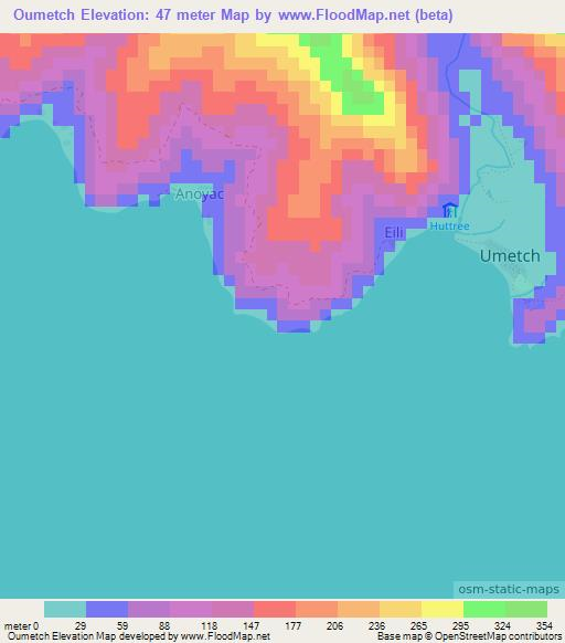 Oumetch,Vanuatu Elevation Map